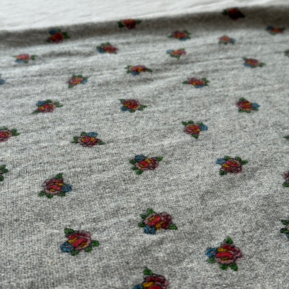 Vintage Grey Floral Midi a line Skirt union made xs s - Picture 14 of 14